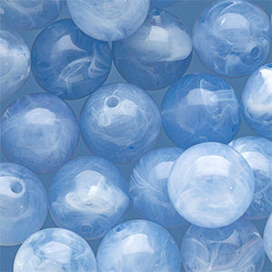 14 mm acryl kralen rond Light blue-white marble