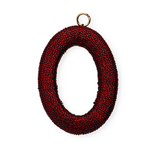 Acryl hanger met macram&eacute; draad ovaal Red metallic-gold