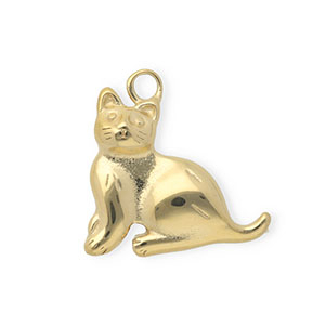 Roestvrij stalen (RVS) Stainless steel bedels kat Gold