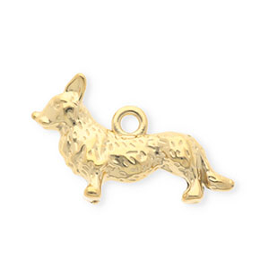 Roestvrij stalen (RVS) Stainless steel bedels hond Gold