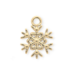 Roestvrij stalen (RVS) Stainless steel bedels sneeuwvlok Gold