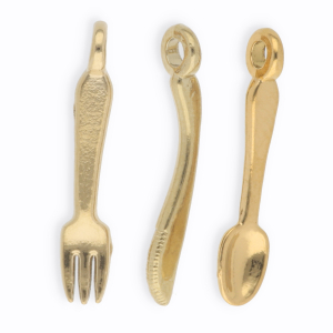 Roestvrij stalen (RVS) Stainless steel bedels bestek Gold