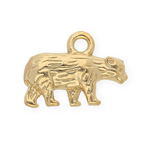 Roestvrij stalen (RVS) Stainless steel bedels beer Gold