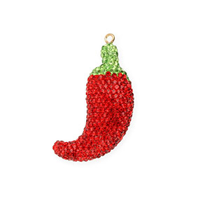 Statement hangers chili peper met strass Red-light green