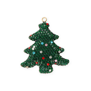 Statement hangers kerstboom met strass Dark green-multicolour