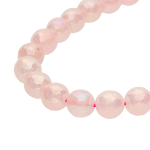Natuursteen kralen kwarts facet geslepen 8mm Blossom pink-opal AB coating