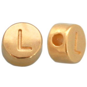 DQ metalen letterkraal L Goud (nikkelvrij)