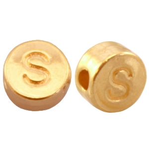 DQ metalen letterkraal S Goud (nikkelvrij)