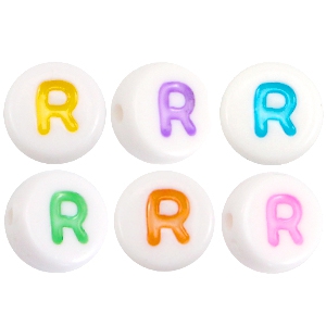 Letterkralen van acryl letter R Multicolor-Wit