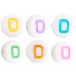 Letterkralen van acryl letter D Multicolor-Wit