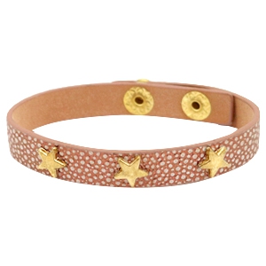 Armbanden reptile met studs gold star Metallic brown rose gold