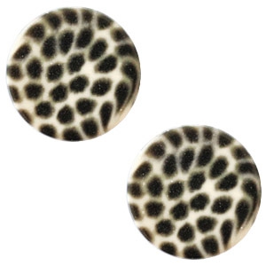 12 mm platte cabochon Polaris Elements leopard Silk beige