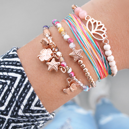 Kleurrijke sieraden met gekleurde kralen, DQ metaal en nieuw nylon S-Lon draad