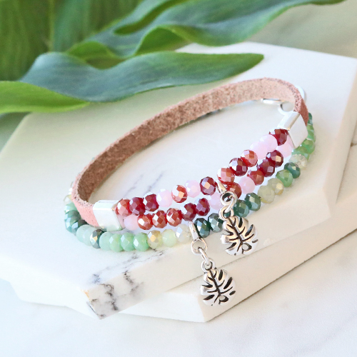 Kleurrijke sieraden in zachte roze en groene tinten facet kralen