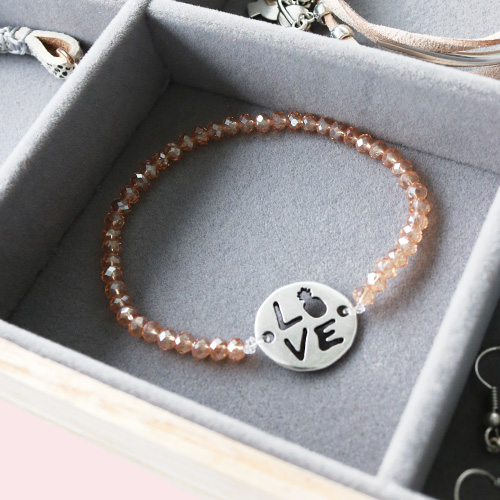 Armbanden met bijpassende oorbellen van DQ metaal, DQ leer, ImpressArt en facetkralen