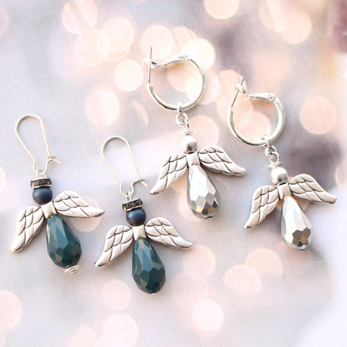 Engeltjes met top facet kralen druppels en metalen vleugels!