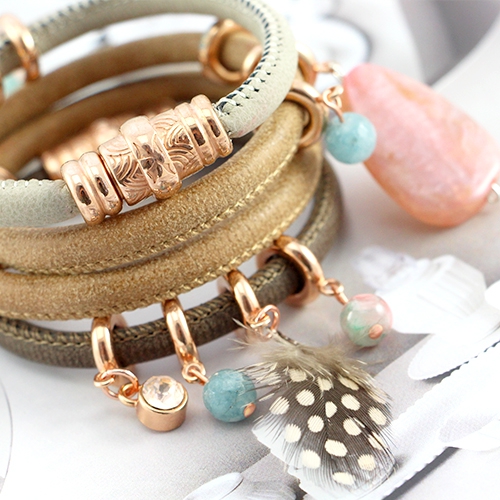 Gestikt imi leer en natuursteen kralen voor trendy sieraden