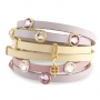 Mooie armbanden met Swarovski SS34 flat back & 5 mm plat DQ leer
