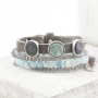 Prachtige turquoise tinten in deze set met Cuoio Leer en platte cabochons van Polaris