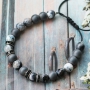 Mannen sieraden met skulls en kralen van hematite en natuursteen