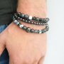 Mannen sieraden met skulls en kralen van hematite en natuursteen