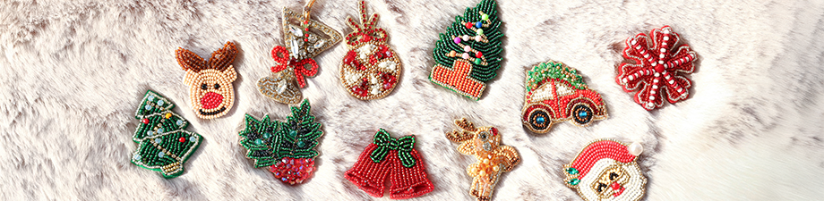 Nieuwe collectie kerst broches met kralen Nieuwe collectie kerst broches met kralen