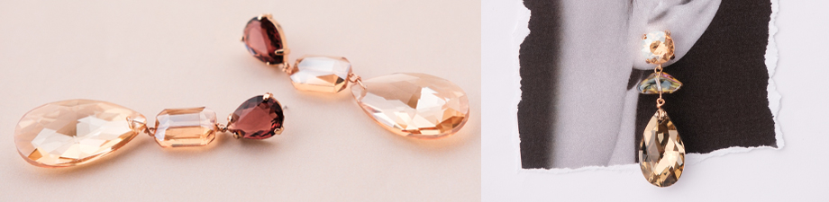 Crystal glass oorbellen en kerst sieradenkaartjes